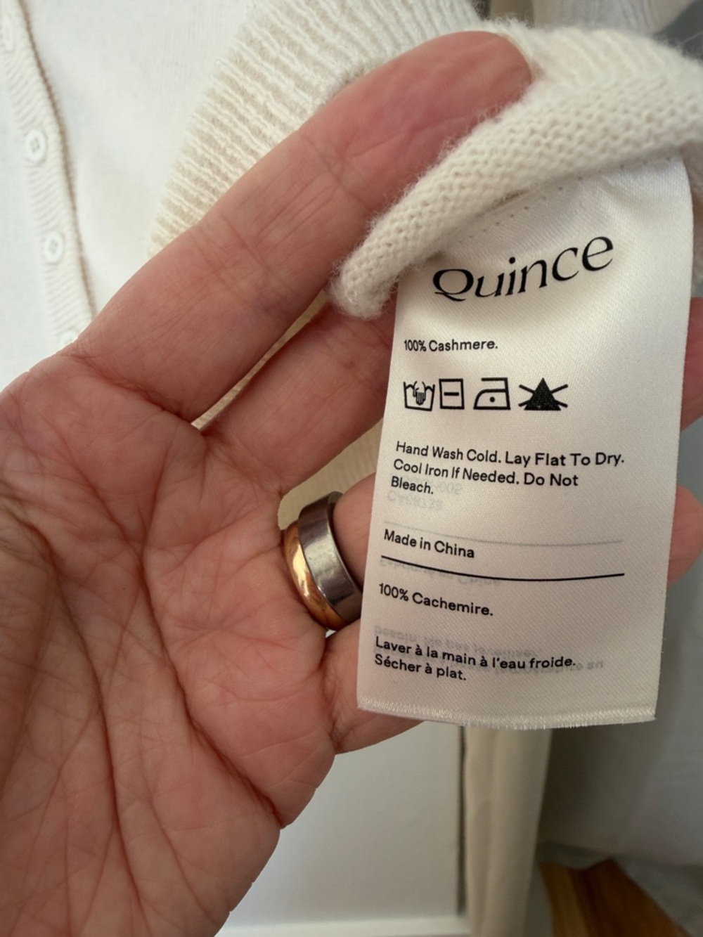 Quince Mongolian Cashmere Short Sleeve Cardigan Ivory M - Picture 4 of 5